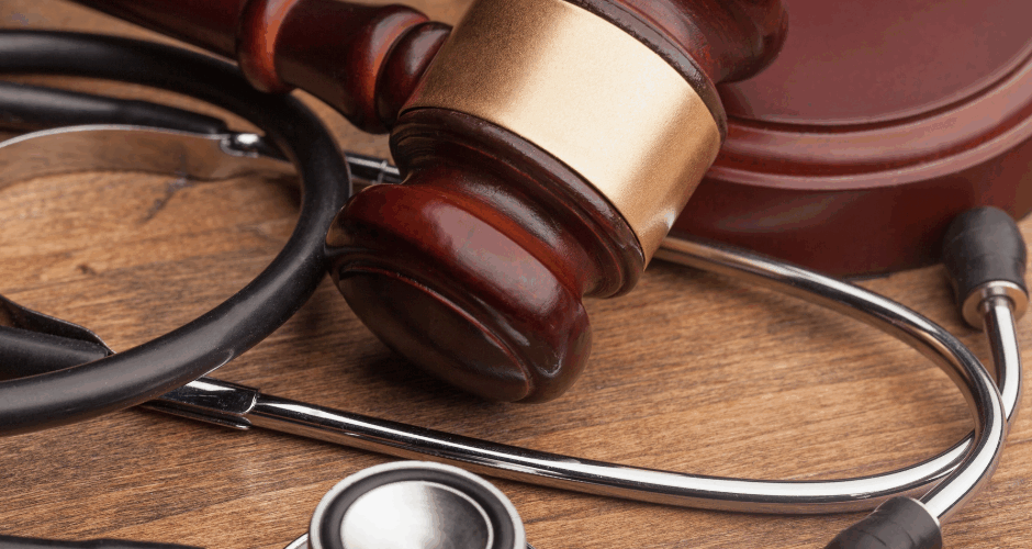 A judge's gavel and a stethoscope