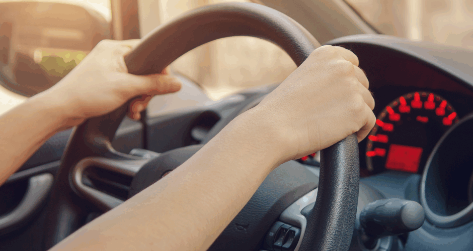Texas Driver both hands on the steering wheel