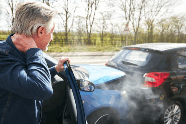 Man holding neck after a car accident