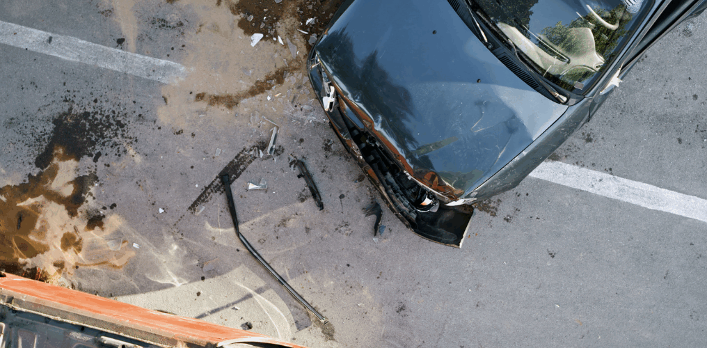 car accident. one smashed and the other is upside down