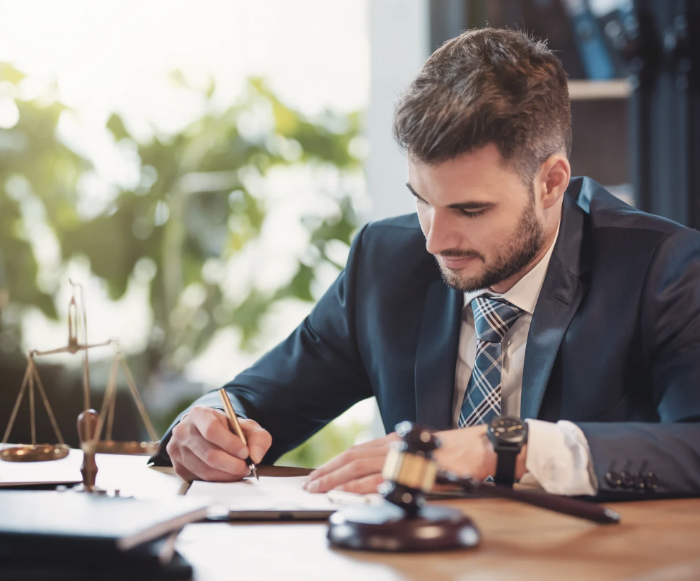 male lawyer going over a case
